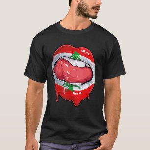 Lebanon Fan Flag Mouth Soccer Lebanese T-Shirt