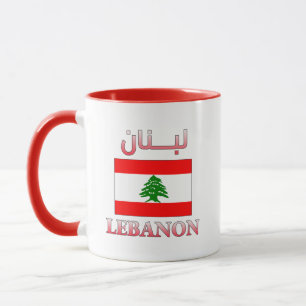 Lebanon Flag لبنان Arabic & English WordArt Cool Mug