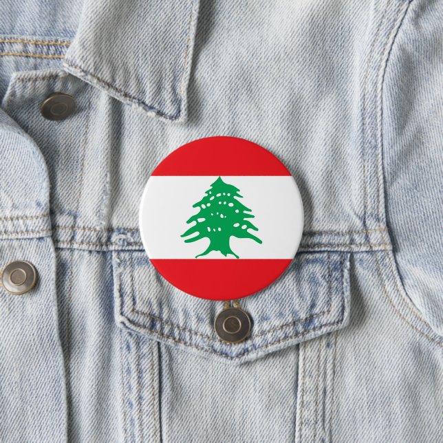 Lebanon flag 7.5 cm round badge (In Situ)