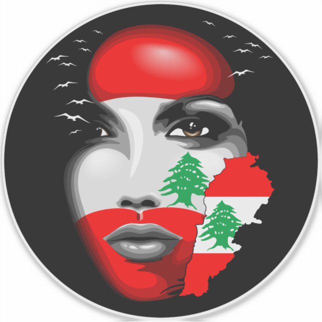 Lebanon Flag and Map on girl's face (Front)