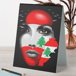 Lebanon Flag and Map on girl's face