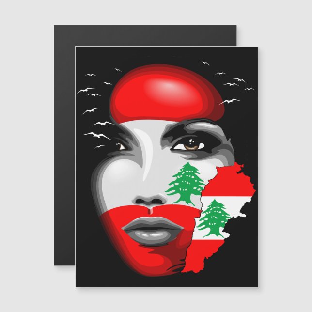 Lebanon Flag and Map on girl's face (Front/Back)