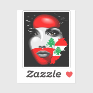 Lebanon Flag and Map on girl's face