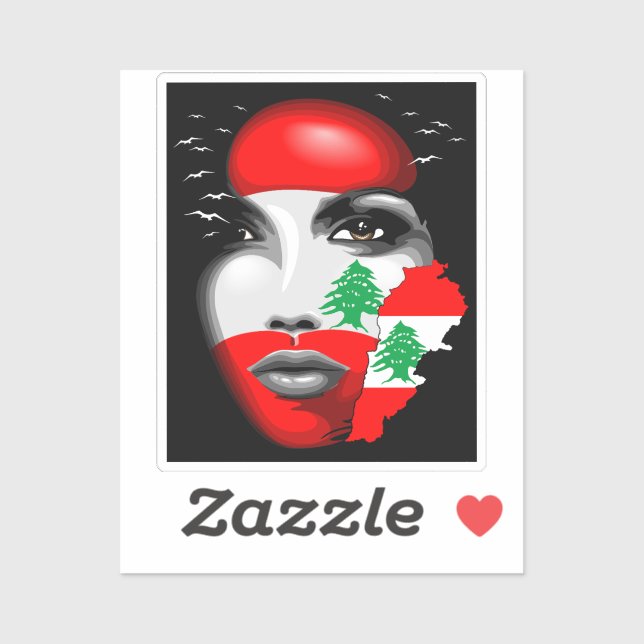 Lebanon Flag and Map on girl's face (Sheet)