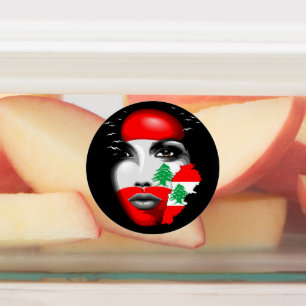 Lebanon Flag and Map on girl's face