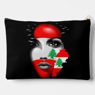 Lebanon Flag and Map on girl's face Accessory Pouch