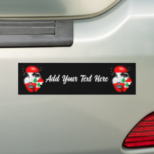 Lebanon Flag and Map on girl's face Bumper Sticker