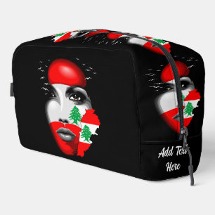 Lebanon Flag and Map on girl's face Dopp Kit
