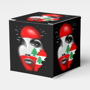 Lebanon Flag and Map on girl's face Favour Box