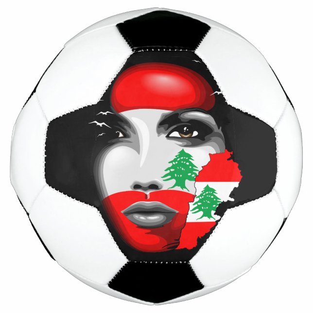 Lebanon Flag and Map on girl's face Football (Front)