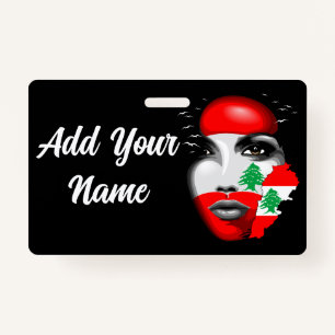 Lebanon Flag and Map on girl's face ID Badge