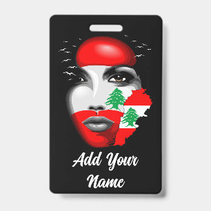 Lebanon Flag and Map on girl's face ID Badge