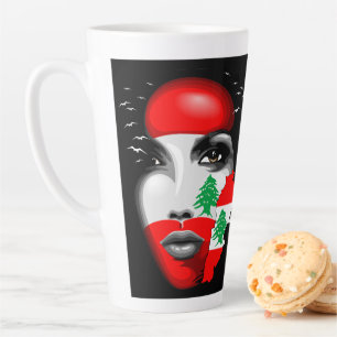 Lebanon Flag and Map on girl's face Latte Mug