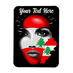 Lebanon Flag and Map on girl's face Magnet