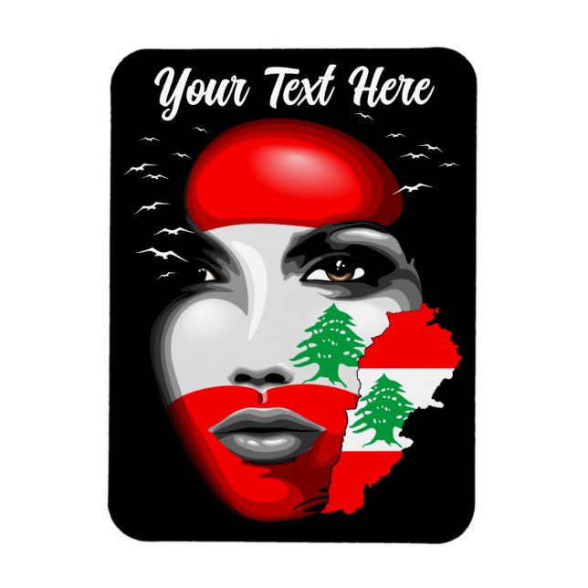 Lebanon Flag and Map on girl's face Magnet (Vertical)