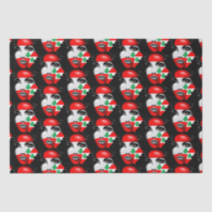 Lebanon Flag and Map on girl's face Tissue Paper