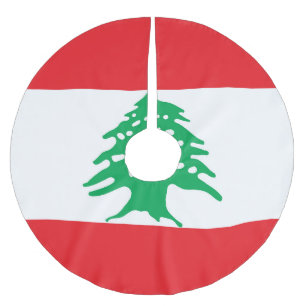 Lebanon flag brushed polyester tree skirt