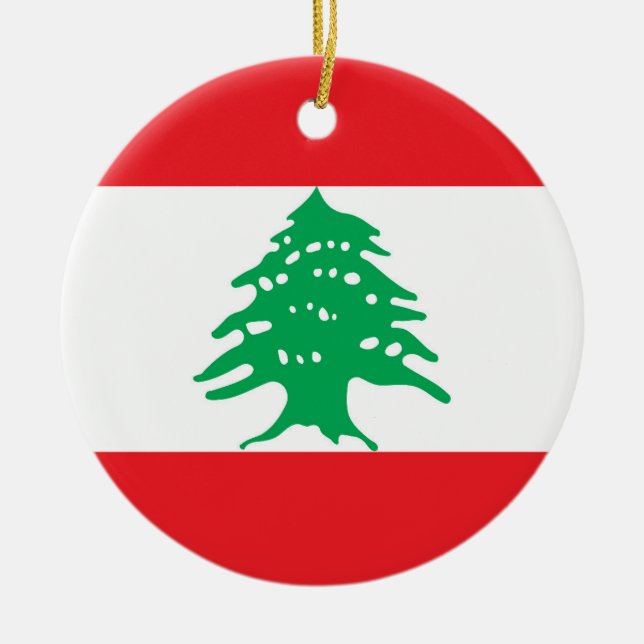 Lebanon flag ceramic tree decoration (Front)