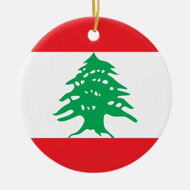 Lebanon Flag Ceramic Tree Decoration (Front)