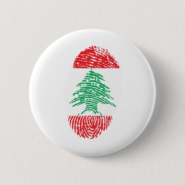 Lebanon Flag Fingerprint Country Pride 6 Cm Round Badge (Front)