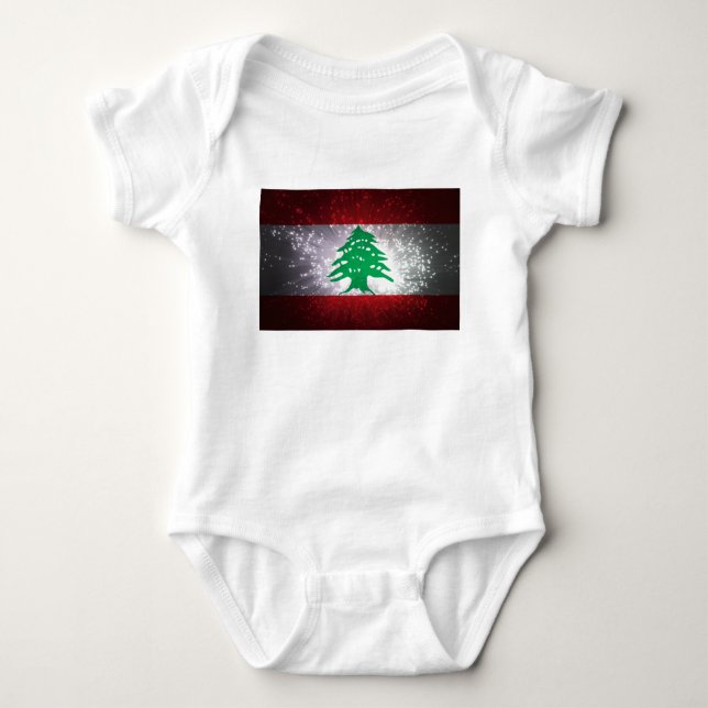 Lebanon Flag Firework Baby Bodysuit (Front)