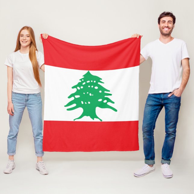 Lebanon flag fleece blanket (In Situ)