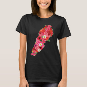 Lebanon Flag Flower Map Beirut Lobnan Lebanese Le T-Shirt