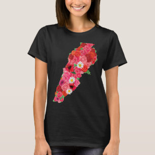 Lebanon Flag Flower Map Beirut Lobnan Lebanese Le T-Shirt