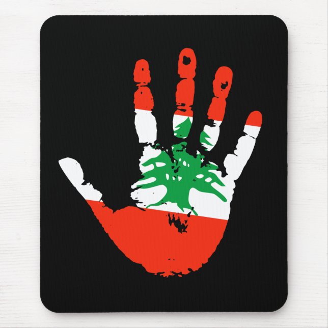 Lebanon Flag Handprint Mouse Mat (Front)