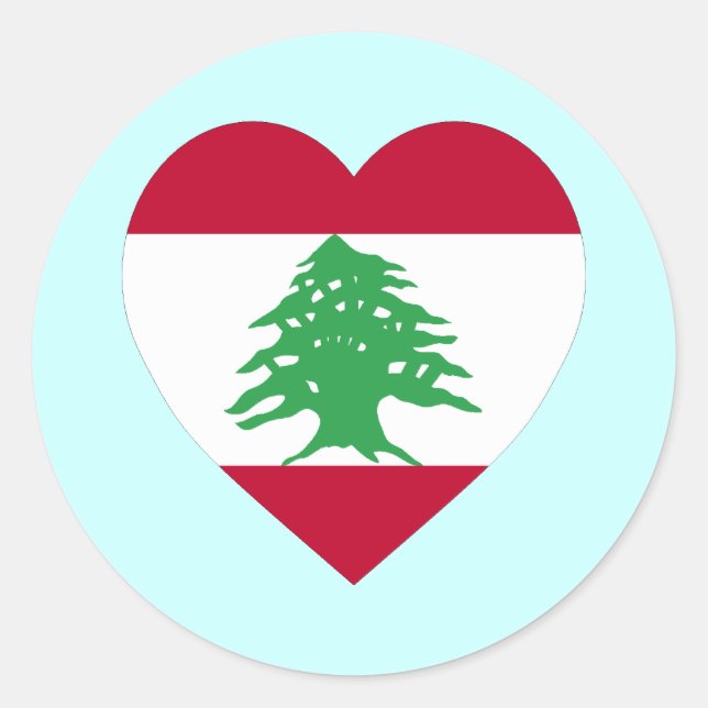 Lebanon Flag Heart Classic Round Sticker (Front)