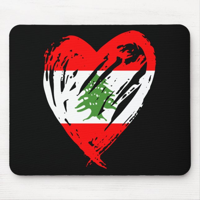 Lebanon Flag Heart Gift Mouse Mat (Front)