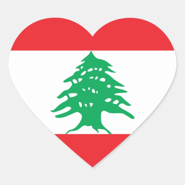 Lebanon Flag Heart Sticker (Front)