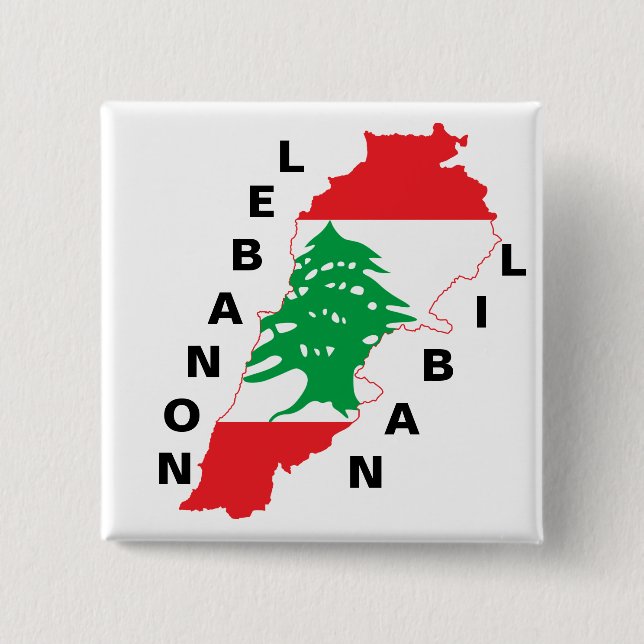 Lebanon Flag Map 15 Cm Square Badge (Front)