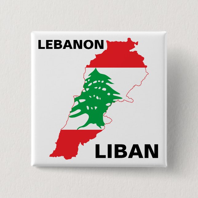 Lebanon Flag Map 15 Cm Square Badge (Front)