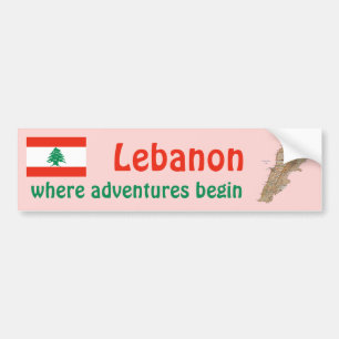 Lebanon Flag + Map Bumper Sticker