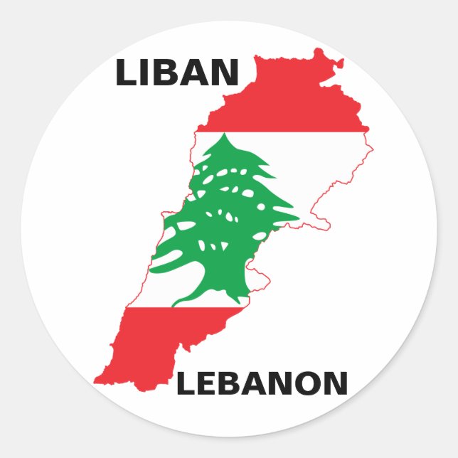 Lebanon Flag Map Classic Round Sticker (Front)