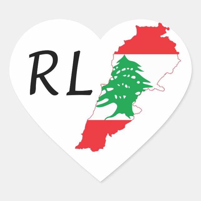 Lebanon Flag Map Heart Sticker (Front)