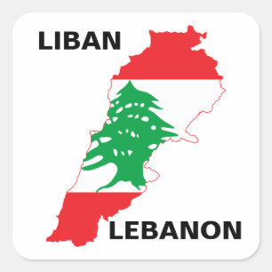 Lebanon Flag Map Square Sticker