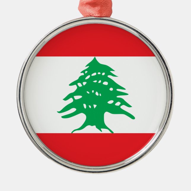 Lebanon Flag Metal Tree Decoration (Front)