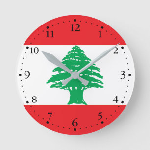 Lebanon Flag Round Clock