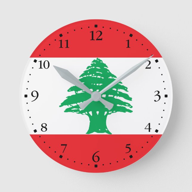 Lebanon Flag Round Clock (Front)