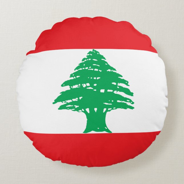Lebanon Flag Round Cushion (Front)