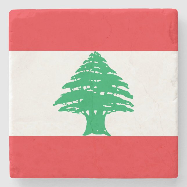 Lebanon Flag Stone Coaster (Front)