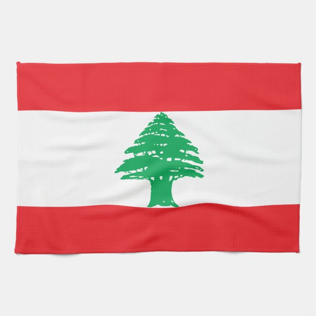 Lebanon Flag Tea Towel (Horizontal)