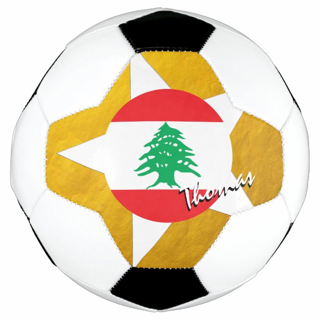 Lebanon Football & Gold Lebanese Flag (Front)