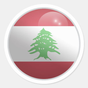Lebanon Glossy Circle Flag Classic Round Sticker