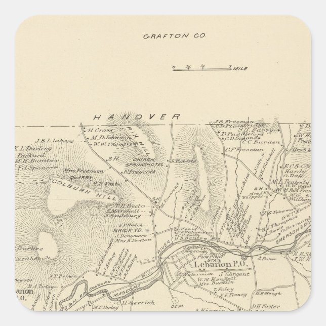 Lebanon, Grafton Co Square Sticker (Front)