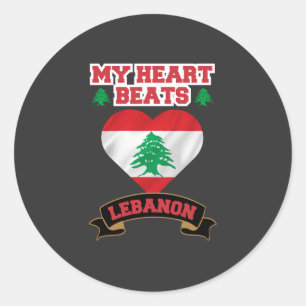 Lebanon Heart Flag Love Pride Support Freedom Classic Round Sticker