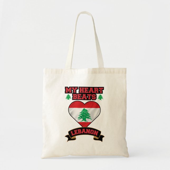 Lebanon Heart Flag Love Pride Support Freedom Tote Bag (Front)
