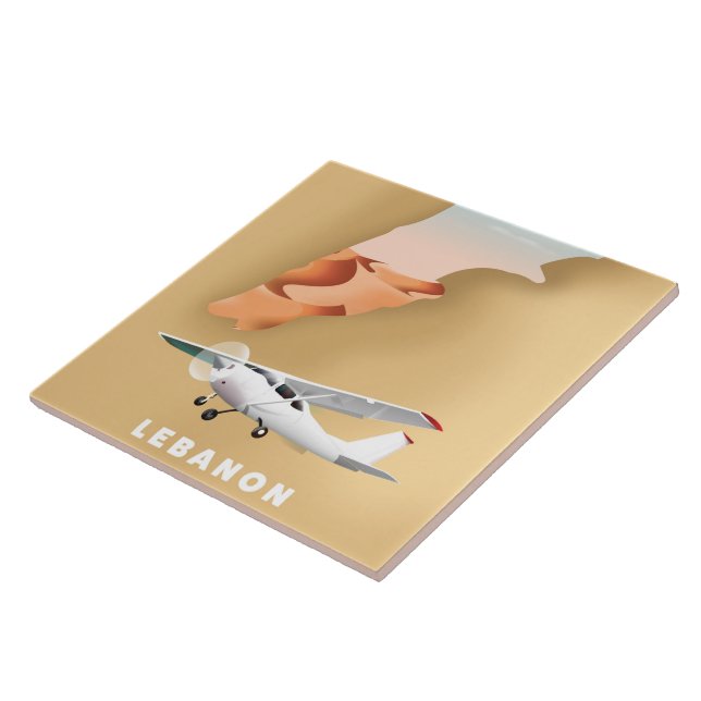 Lebanon illustrated map travel poster tile (Side)